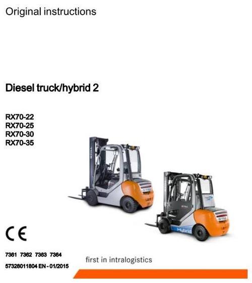 Product picture Still Diesel Forklift Truck RX70-22D, RX70-25D, RX70-30D, RX70-35D: 7361, 7362, 7363, 7364 Operating and Maintenance Instructions