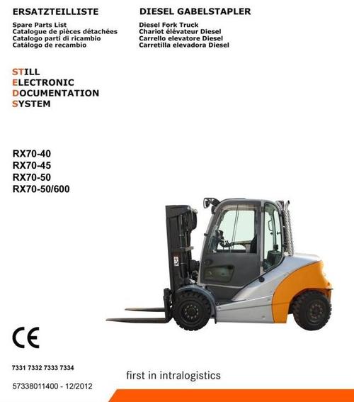 Product picture Still Diesel Forklift Truck Type RX70-40D, RX70-45D, RX70-50D: 7331, 7332, 7333, 7334 Parts Manual