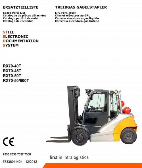 Product picture Still LPG Forklift Truck RX70-40T, RX70-45T, RX70-50T: 7335, 7336, 7337, 7338 Spare Parts Manual