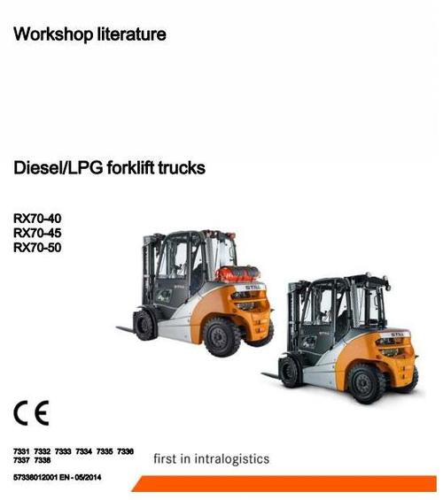 Product picture Still Diesel/LPG Forklift Truck Type RX70-40, RX70-45, RX70-50: 7331, 7332, 7333, 7334, 7335, 7336, 7337, 7338 Workshop Service Manual