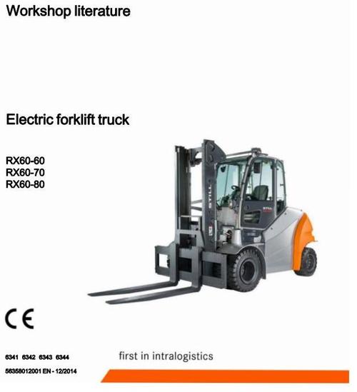 Product picture Still Electric Forklift Truck Type RX60-60, RX60-70, RX60-80: 6341, 6342, 6343, 6344 Workshop Service Manual
