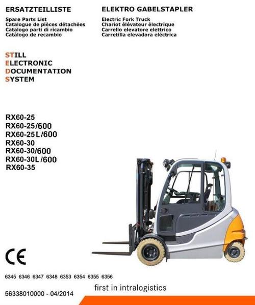 Product picture Still Electric Forklift Truck RX60-25, RX60-30, RX60-35: 6345, 6346, 6347, 6348, 6353, 6354, 6355, 6356 Parts Manual