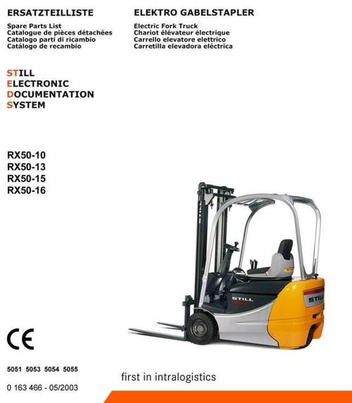 Product picture Still Electric Forklift Truck RX50-10, RX50-13, RX50-15, RX50-16: 5051, 5053, 5054, 5055 Parts Manual