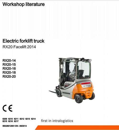 Product picture Still Electric Forklift Truck RX20-15, RX20-16, RX20-18, RX20-20: 6209, 6210, 6211, 6212, 6213, 6214, 6215, 6216, 6217 Workshop Service Manual