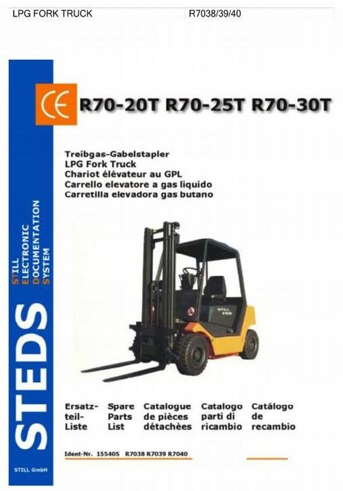 Product picture Still LPG Fork Truck R70-20T, R70-25T, R70-30T: TFG R7038, R7039,  R7040 Parts Manual