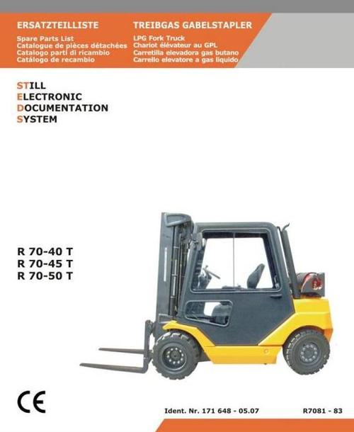 Product picture Still LPG Fork Truck Type R70-40T, R70-45T, R70-50T: R7081, R7082, R7083 Parts Manual