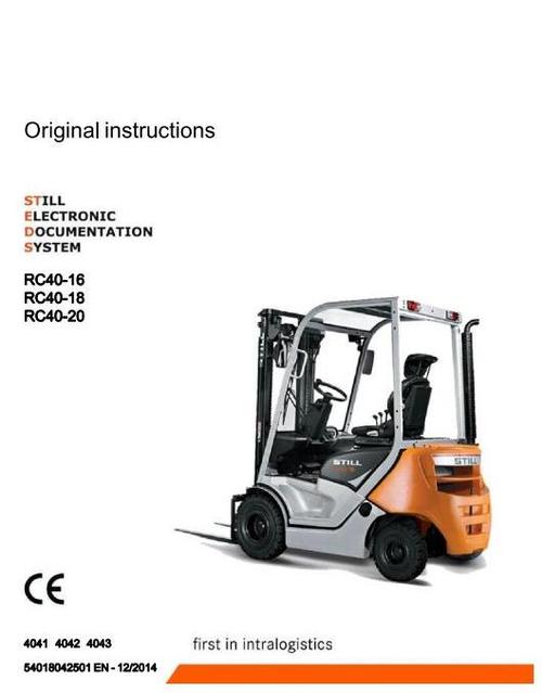 Product picture Still Diesel Forklift Truck RC40-16, RC40-18, RC40-20: R4041, R4042, R4043 Operating and Maintenance Instructions