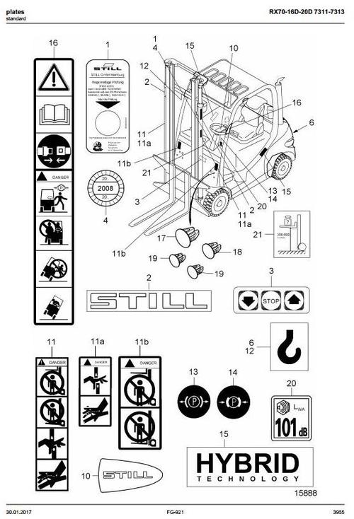 Product picture Still Diesel Forklift Truck RX70-16, RX70-18, RX70-20: 7311, 7312, 7313 Spare Parts Manual