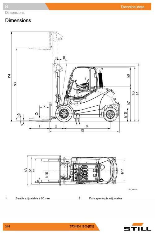 Product picture Still Diesel Forklift Truck RX70-60, RX70-70, RX70-80: 7341, 7342, 7343, 7344 Operating and Maintenance Instructions
