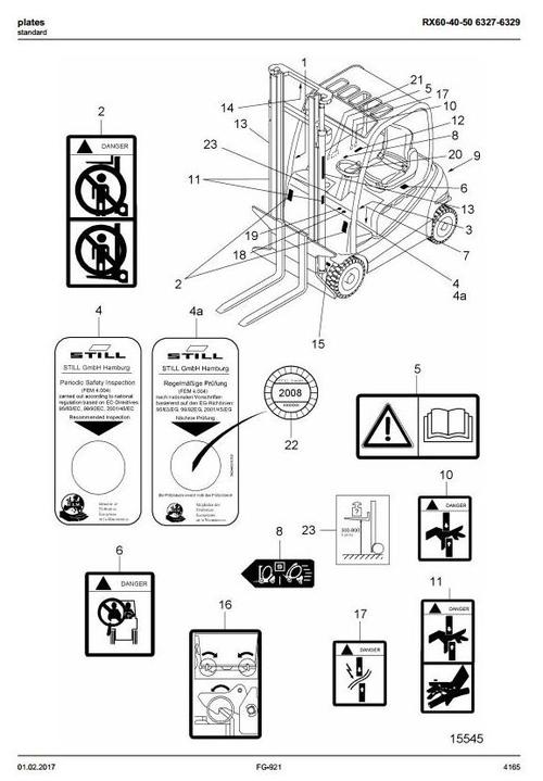 Product picture Still Electric Forklift Truck Type RX60-40, RX60-45, RX60-50, RX60-50/600: 6327, 6328, 6329, 6330 Parts Manual