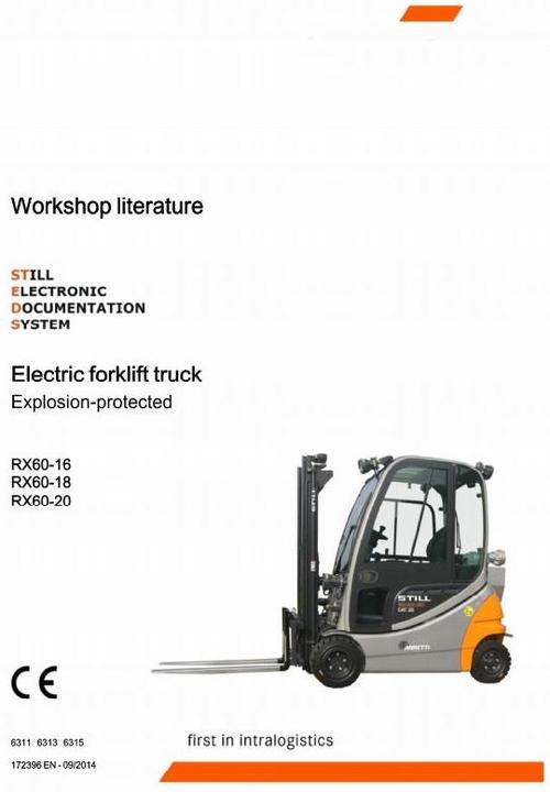 Product picture Still Explosion Protected Truck RX60-16, RX60-18, RX60-20: 6311, 6313, 6315 Workshop Service Manual