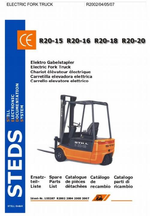 Product picture Still Electric Lift Truck R20-15, R20-16, R20-17, R20-20: 2002, 2004, 2005, 2007 Spare Parts Manual