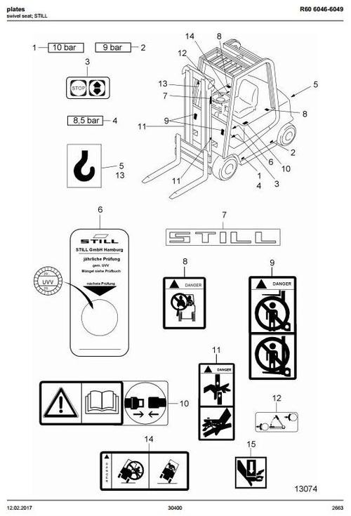 Product picture Still Electric Fork Truck R60-35, R60-40, R60-45, R60-50: 6046, 6047, 6048, 6049 Spare Parts List