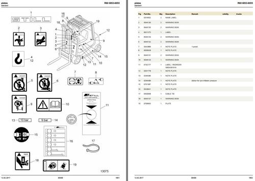 Product picture Still Electric Fork Truck R60-16i, R60-18i, R60-20i Compact: 6053, 6054, 6055 Spare Parts List