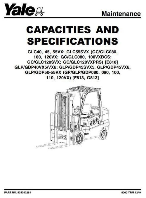 Product picture Yale (G813) GLP40VX5, GDP40VX5, GLP40VX6, GDP40VX6, GLP45SVX5, GDP45SVX5, GLP45VX6, GDP45VX6, GLP50VX, GLP55VX, GDP50VX, GDP55VX Service Manual