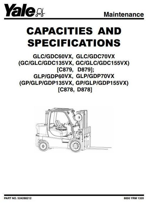 Product picture Yale Diesel/LPG Forklift Truck (D878) GDP135VX, GDP155VX, GLP135VX, GLP155VX, GP135VX, GP155VX Workshop Service Manual