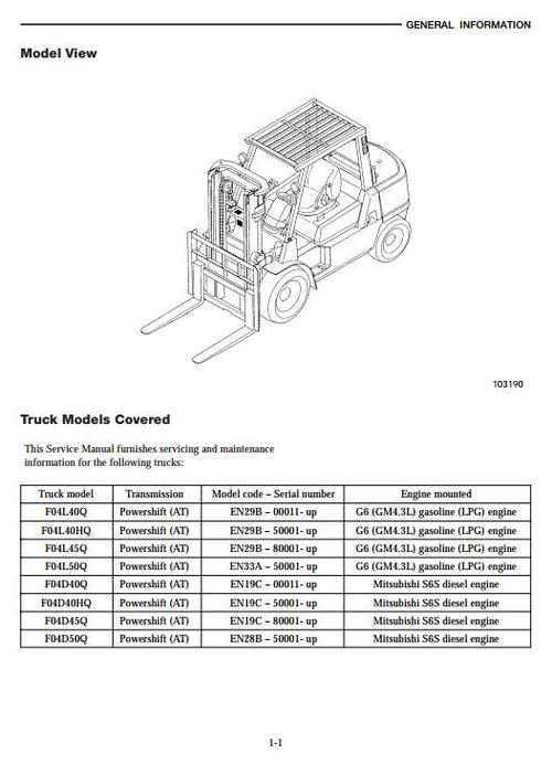 Product picture Nissan  F04 Series: F04D40(H)Q, F04D45Q, F04D50Q, F04L40(H)Q, F04L45Q, F04L50Q Workshop Service Manual