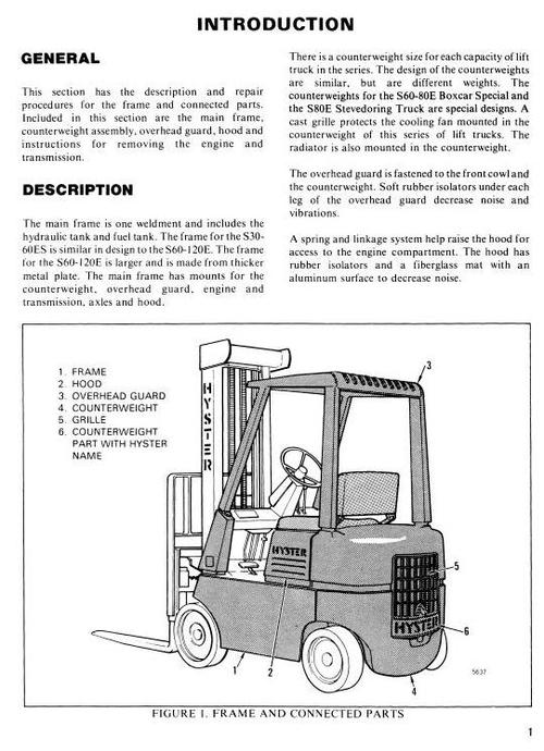 Product picture Hyster IC Engined Forklift Truck D002 Series: S30E, S40E, S50E, S60ES Workshop Service Manual