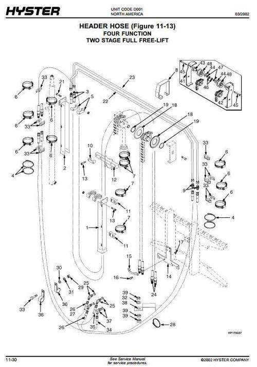 Product picture Hyster Diesel/LPG Forklift Truck D001 Series: H1.50XM (H30XM), H1.75XM (H35XM), H2.00XMS (H40XMS), H25XM Spare Parts List