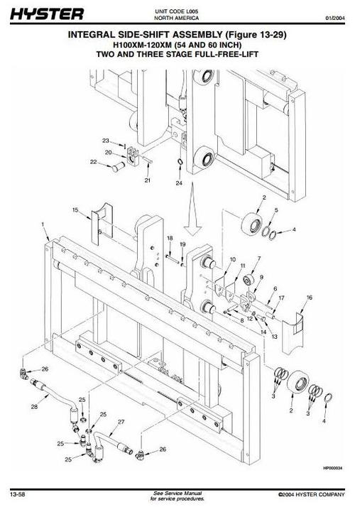 Product picture Hyster Forklift L005: H3.50XMS (H70XM), H3.75XMS (H80XM), H4.00XMS (H90XM), H4.50XM (H100XM), H5.00XM (H110XM), H5.50XM (H120XM) Spare Parts List