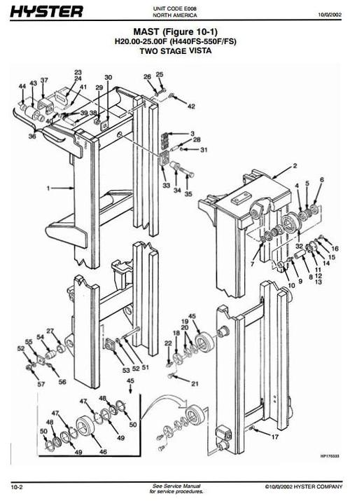 Product picture Hyster Diesel Forklift Truck E008 Series: H440FS, H550FS, H550F, H620F, H620FS, H650F, H700FS, H700F Spare Parts List