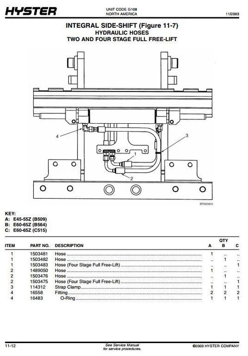 Product picture Hyster Electric Forklift Truck G108 Series: E2.00XM, E2.50XM, E3.00XM, E3.20XM, E45Z, E50Z, E55Z, E60Z, E65Z, V30ZD Spare Parts List