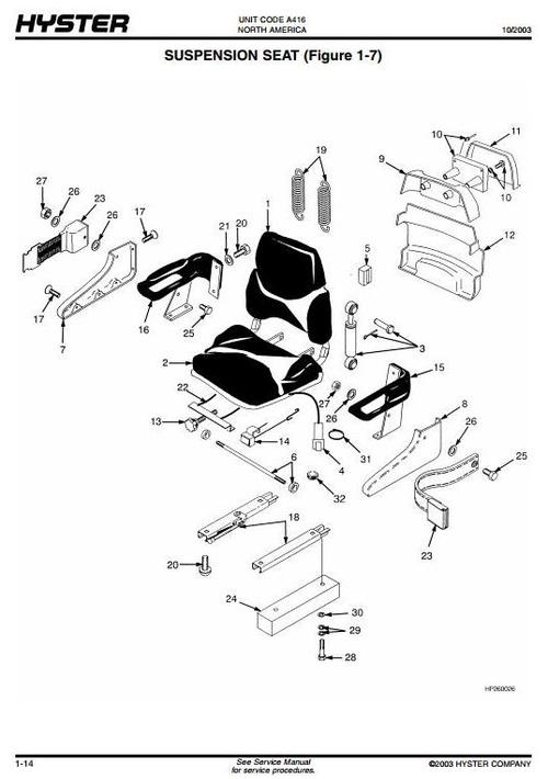 Product picture Hyster Electric Forklift Truck A416 Series: J2.00XM, J2.50XM, J3.00XM, J3.20XM, J40Z, J50Z, J60Z Spare Parts List