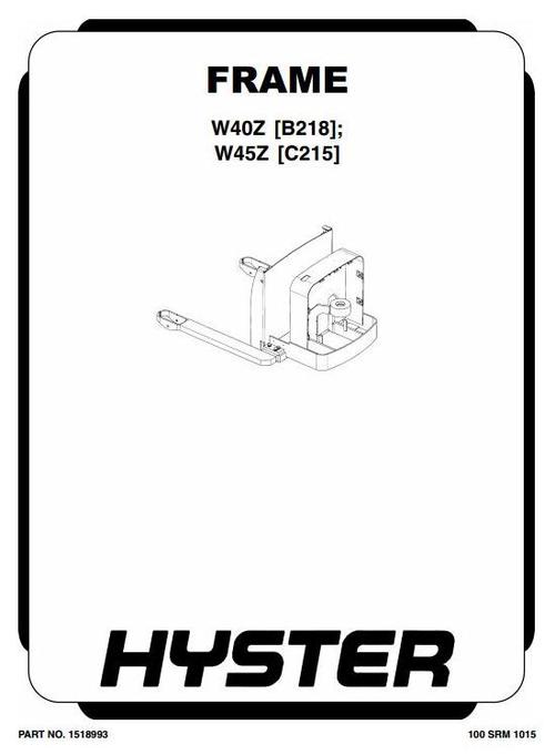 Product picture Hyster Electric Walkie W40Z B218 Series, W45Z C215 Series Workshop Service Manual