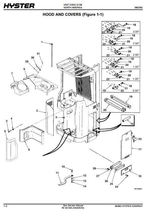 Product picture Hyster Electric Reach Truck G138 Series: N30XMDR3, N45XMR3 Spare Parts List