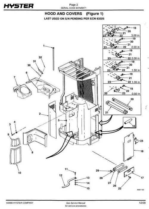 Product picture Hyster Electric Reach Truck : N25XMDR3, N30XMR3, N40XMR3 (C470 Series), N50XMA3 (C471 Series) Spare Parts List