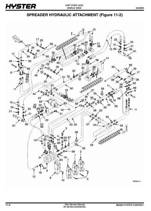 Product picture Hyster Reachstacker A222 Series: RS45-27IH, RS45-30CH, RS46-30IH, RS46-33CH, RS46-33IH, RS46-36CH Spare Parts List