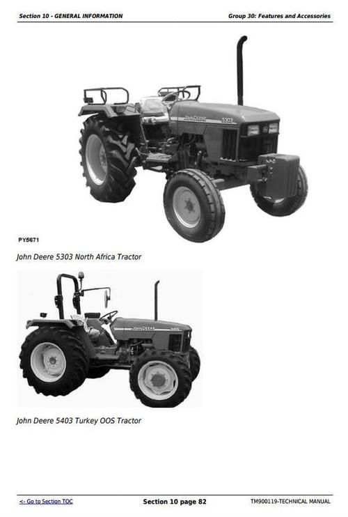 Product picture Deere Tractors 5203S, 5303, 5403, 5503, 5310, 5310S, 5410, 5610 All Inclusive Technical Manual (TM900119)