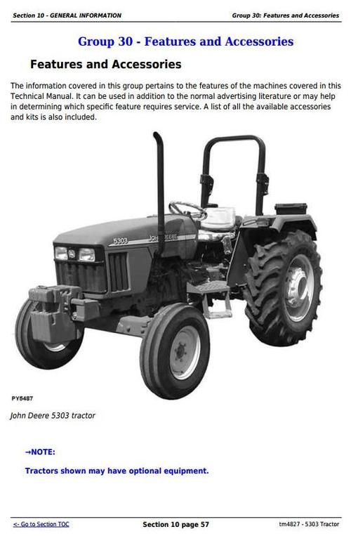 Product picture Deere Tractor 5303 All Inclusive Technical Diagnostic and Repair Service Manual (tm4827)
