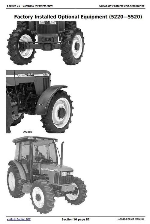 Product picture Deere Tractors 5220, 5320, 5420, and 5520 Service Repair Technical Manual (TM2048)