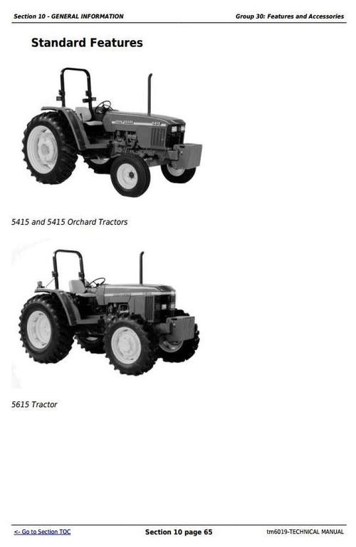 Product picture Deer Tractors 5415, 5415N, 5415H, 5615, 5615HC, 5715, 5715HC All Inclusive Technical Manual (TM6019)