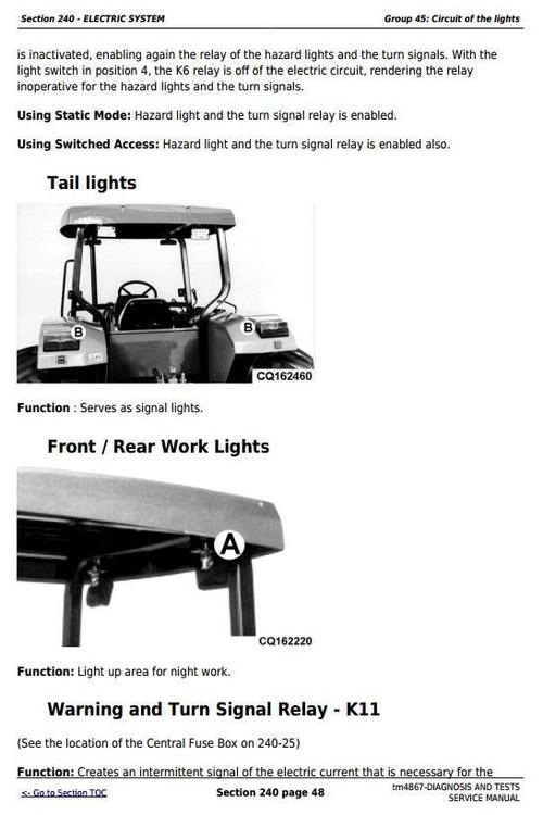 Product picture Deer Tractors 6405 and 6605 Diagnostic and Tests Service Manual (tm4867)