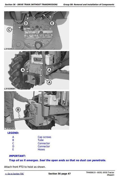 Product picture Deer Tractors 6830, 6930 (European) Service Repair Technical Manual (TM400619)
