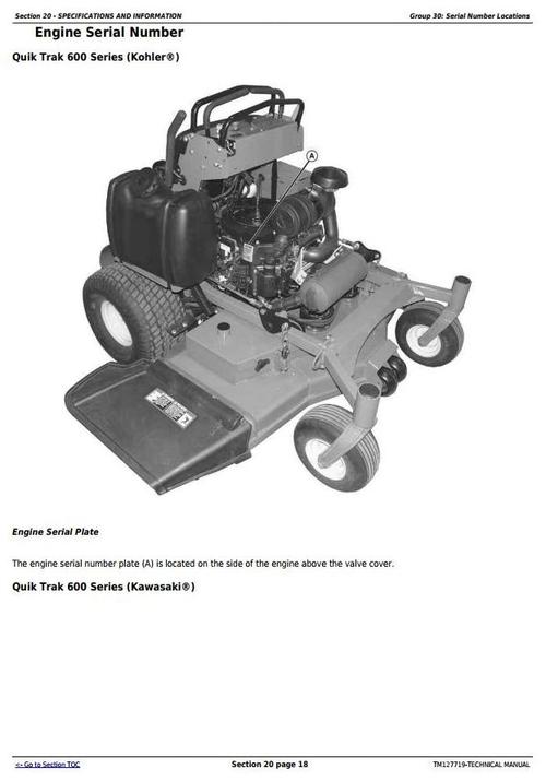 Product picture Deer QuikTrak 648R, 652B, 652R, 661R Mower Diagnostic & Repair Technical Manual (TM127719)
