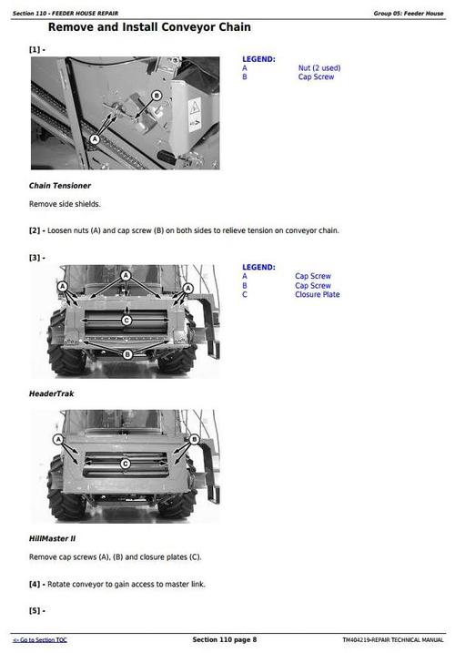 Product picture Deer W540, W550, W650, W660, T550, T560, T660, T670 Combines Repair Technical Manual (TM404219)
