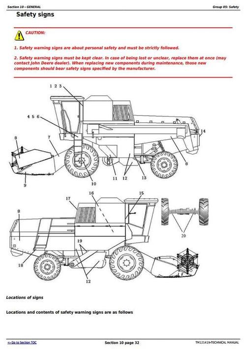Product picture Deer 4LZ-7, 4LZ-9 (C110) Combine Diagnostic and Repair Technical Service Manual (TM121419)