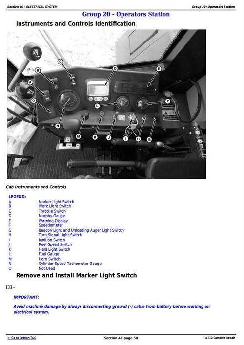 Product picture Deer W210 Combines Service Repair Technical Manual (TM125219)