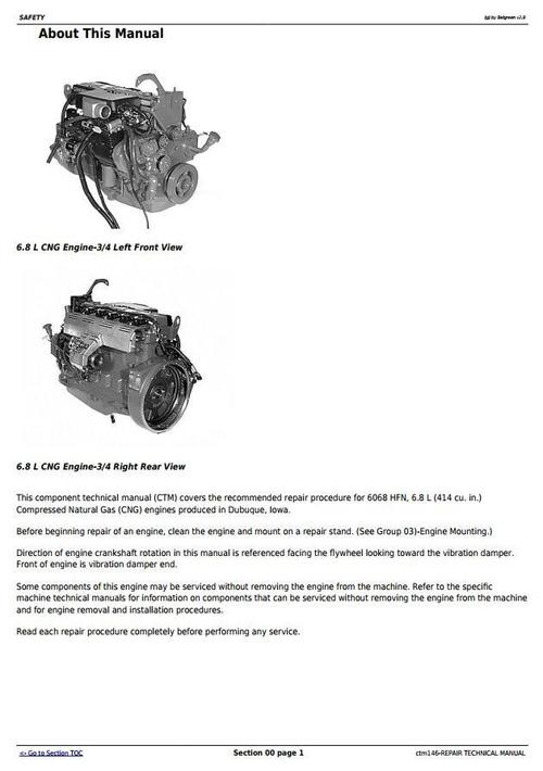 Product picture PowerTech 6.8L, 6068 Compressed Natural Gas Engine Repair Technical Manual (ctm146)