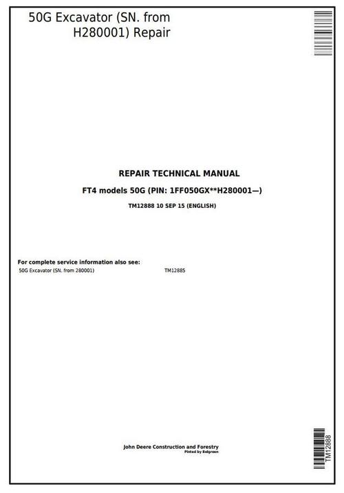 Product picture 50G (SN. from H280001) Compact Excavator Service Repair Technical Manual (TM12888)